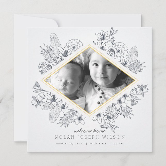 Faire-part Annonce de naissance florale mod (Devant)