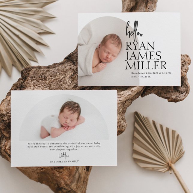 Faire-part Annonce de naissance minimale moderne pour bébé av (Créateur téléchargé)