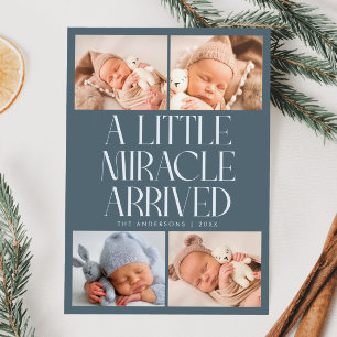 Faire-part Annonce de naissance Miracle de Noël Bleu Ardoise 