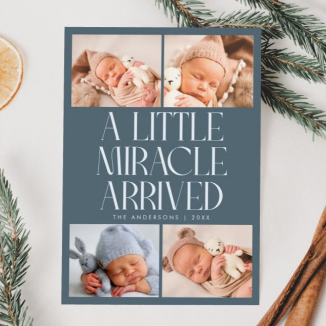 Faire-part Annonce de naissance Miracle de Noël Bleu Ardoise  (Créateur téléchargé)