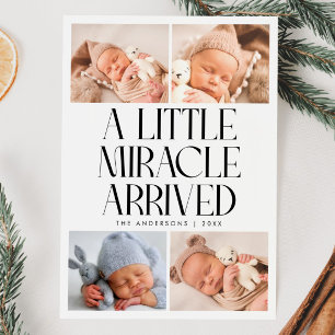 Faire-part Annonce de naissance Miracle de Noël en Blanc
