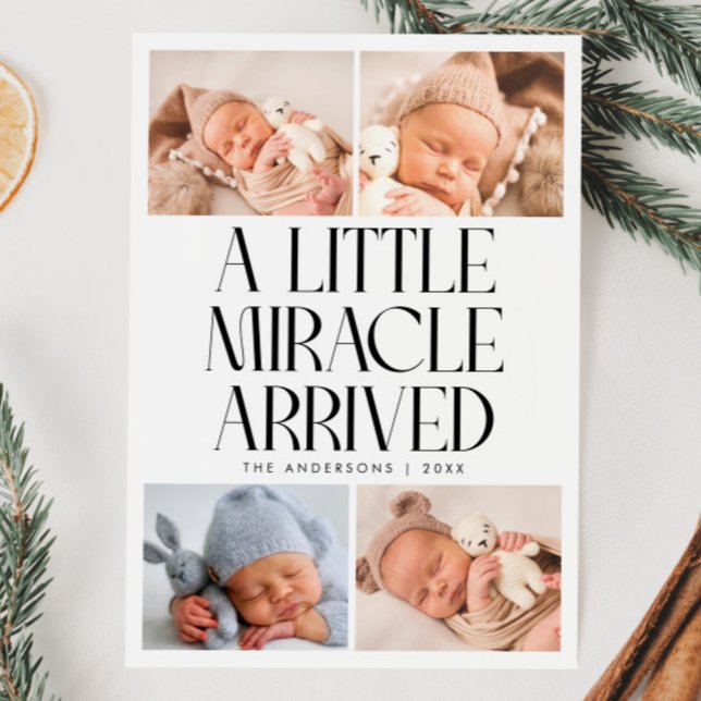 Faire-part Annonce de naissance Miracle de Noël en Blanc  (Créateur téléchargé)