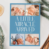 Annonce de naissance Miracle de Noël en jean bleu 