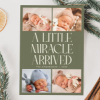 Annonce de naissance Miracle de Noël en vert sauge