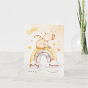 Faire-part Annonce de Naissance Neutre - Capybara Arc-en-ciel