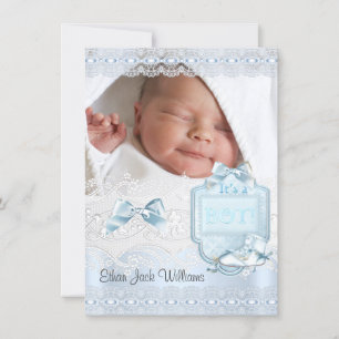 Faire-part Annonce de naissance Nouveau bébé garçon Photo Cha