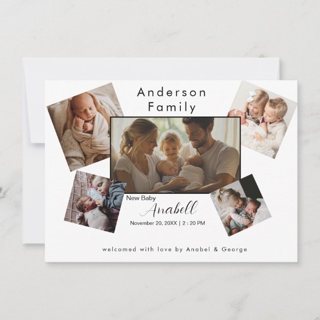 Faire-part Annonce de naissance par collage photo de famille  (Devant)