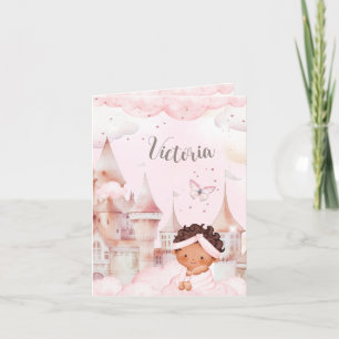 Faire-part Annonce de naissance petite fille noire - Château