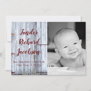 Faire-part Annonce de naissance photo 13x18 Armée Bois Blanch