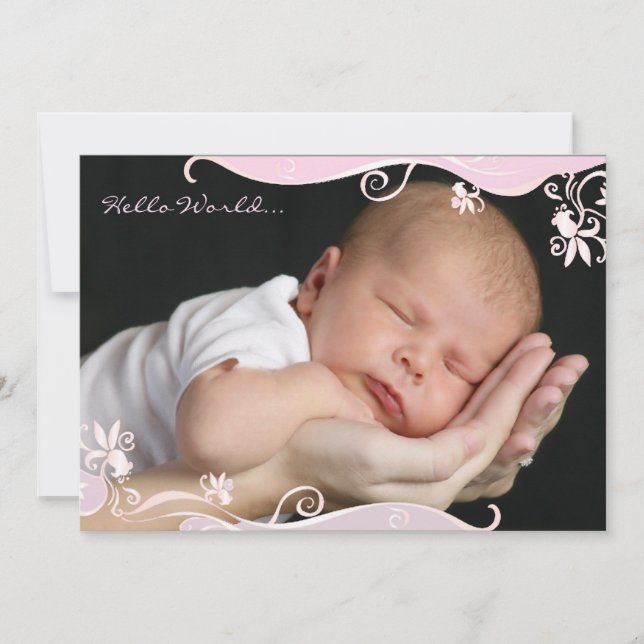 Faire-part Annonce de naissance photo Caresse rose (Devant)