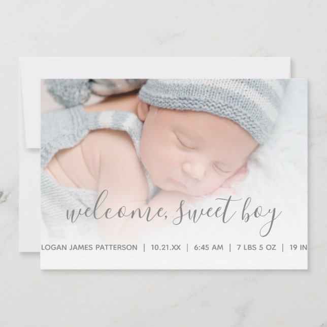 Faire-part Annonce de naissance photo de bébé garçon Quatrefo (Devant)