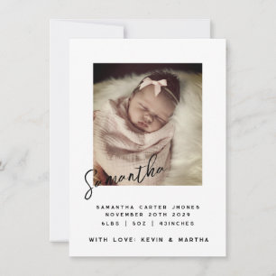 Faire-part Annonce de naissance photo de nouveau-né au nom él