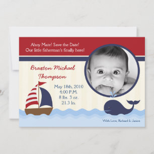 Faire-part Annonce de naissance photo nautique baleine Ahoy 5