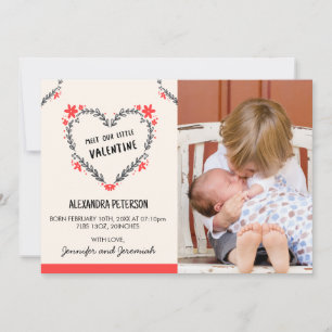 Faire-part Annonce de naissance pour la Saint-Valentin cœur f