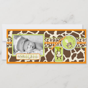Faire-part Annonce de naissance Safari singe et tétine Impres