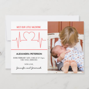Faire-part Annonce de naissance Saint-Valentin battement de c