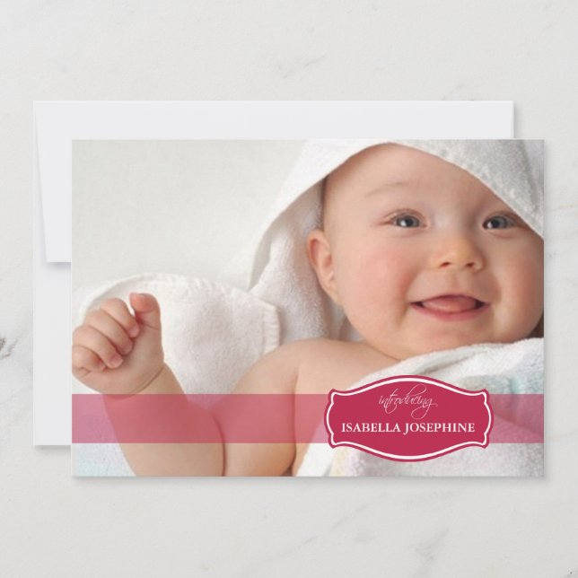 Faire-part Annonce de naissance simplement élégante (cranberr (Devant)