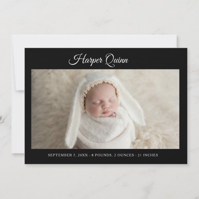 Faire-part Annonce de naissance unique et élégante pour bébé  (Devant)
