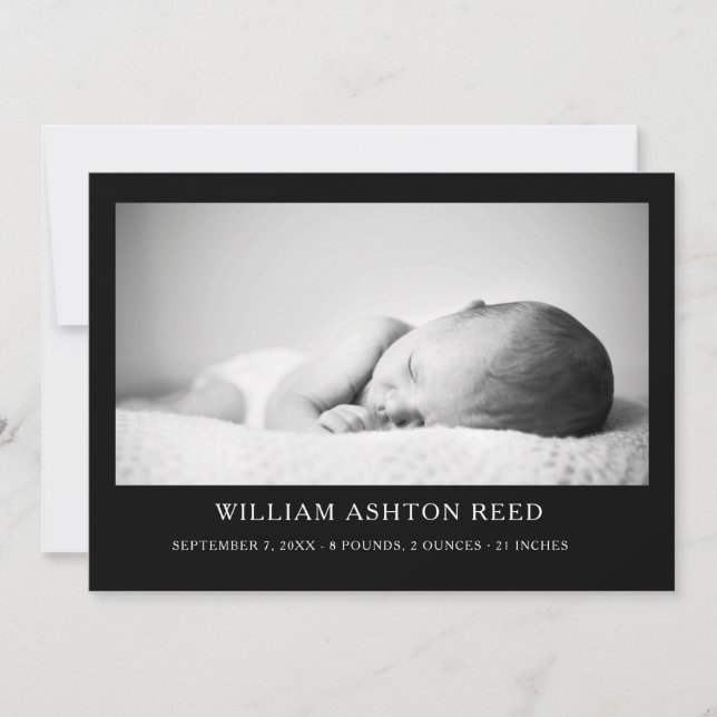 Faire-part Annonce de naissance unique et élégante pour bébé  (Devant)