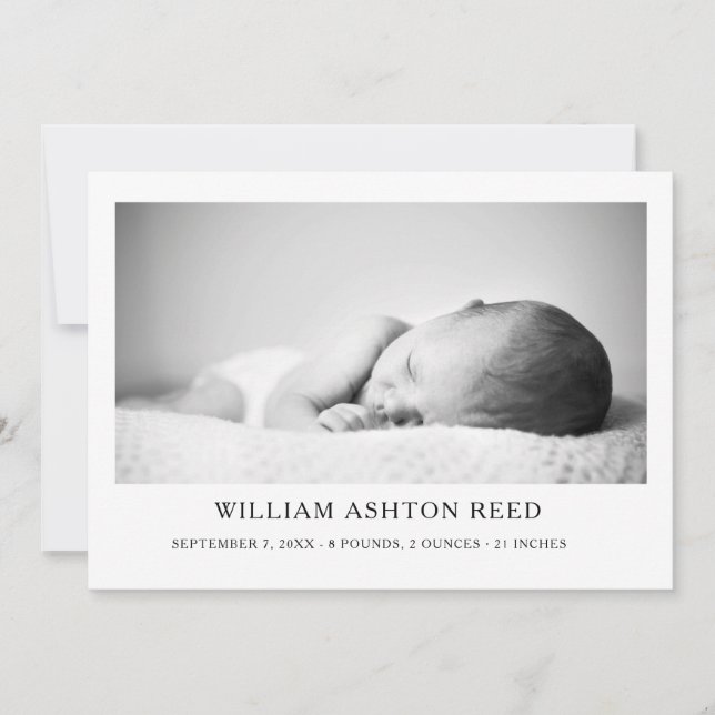 Faire-part Annonce de naissance unique et élégante pour bébé  (Devant)