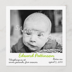 Faire-part Annonce de naissance verte