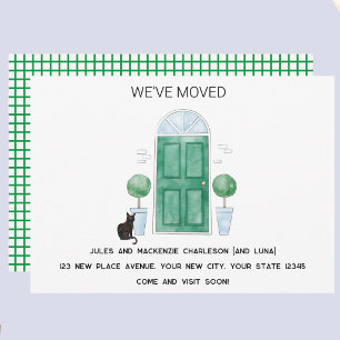Faire-part Annonce de Nouveau Domicile Chat à la Porte Verte
