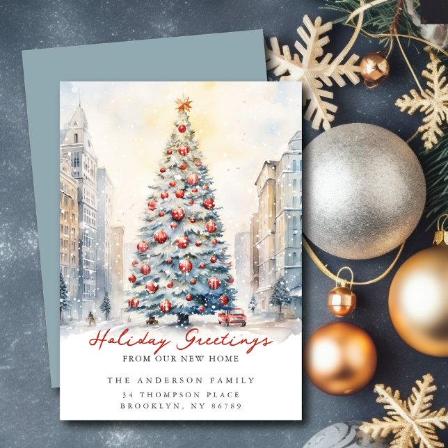 Faire-part Annonce de nouvelle adresse de Noël sur City Stree (Créateur téléchargé)