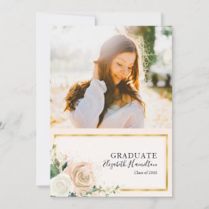 Faire-part Annonce de remise de diplôme avec photo et fleurs