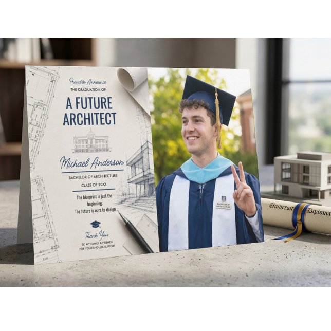 Faire-part Annonce de remise de diplôme de photo de plan d'ar (Créateur téléchargé)
