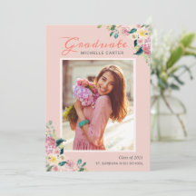 Annonce de remise de diplôme fille Florale Pastel
