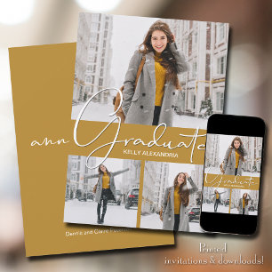 Faire-part Annonce de remise de diplôme verticale avec 3 phot