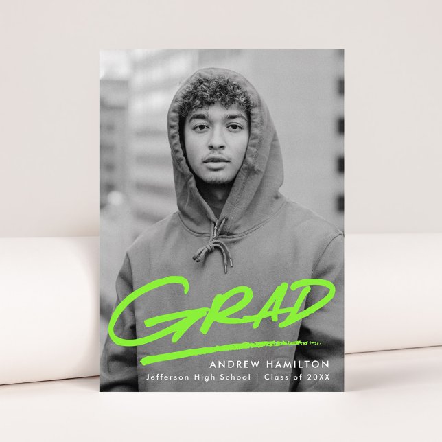 Faire-part Annonce de remise de diplômes Photo Vert Citron Mo (Créateur téléchargé)