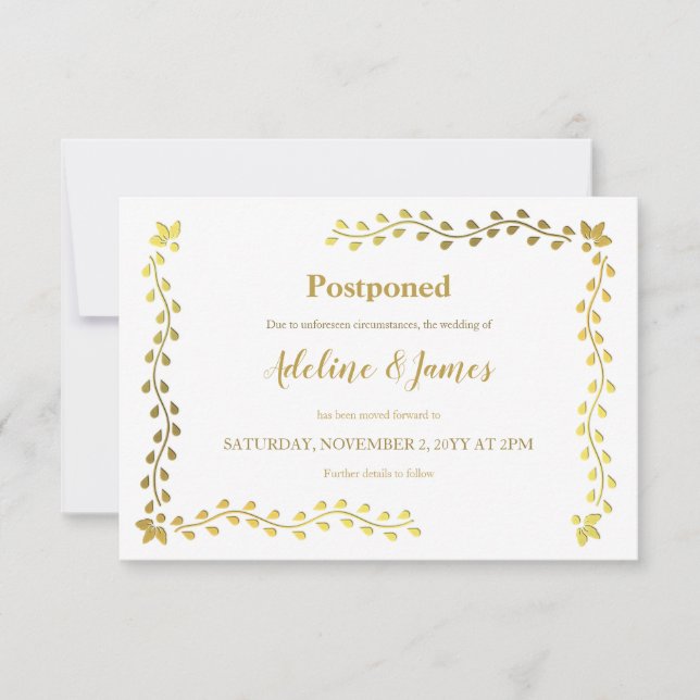Faire-part Annonce de report de feuilles d'or (Devant)