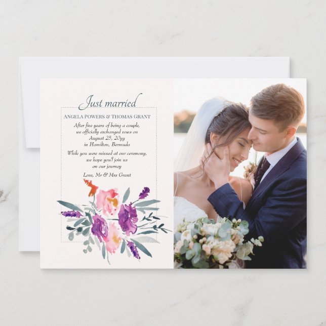 Faire-part Annonce photo à l'aquarelle (Devant)