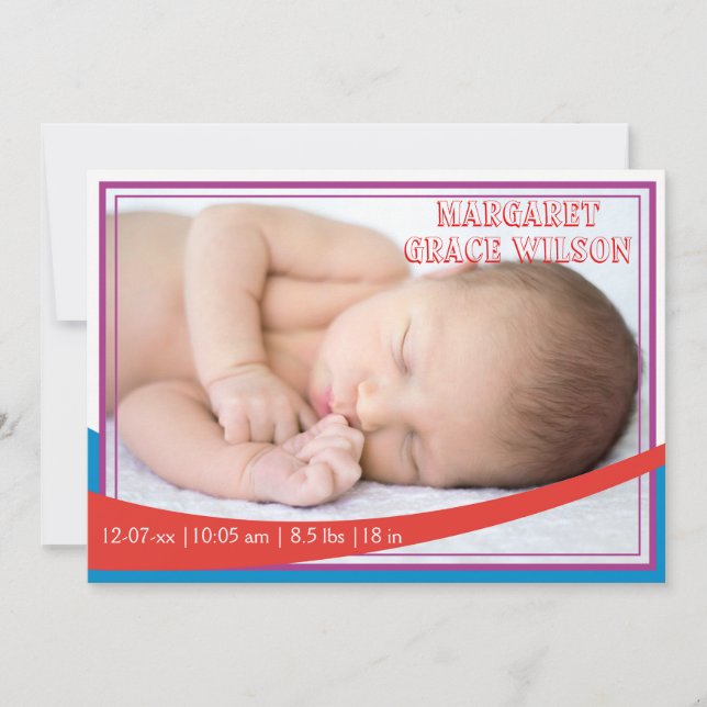 Faire-part Annonce rétro de bébé (Devant)