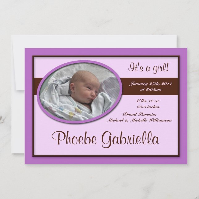 Faire-part Annonces Brown de naissance pourpre (Devant)