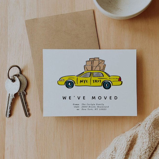 Faire-part Annonces de déménagement de taxis jaunes de New Yo (New York City Bright Yellow Taxi Moving Announcement Cards)