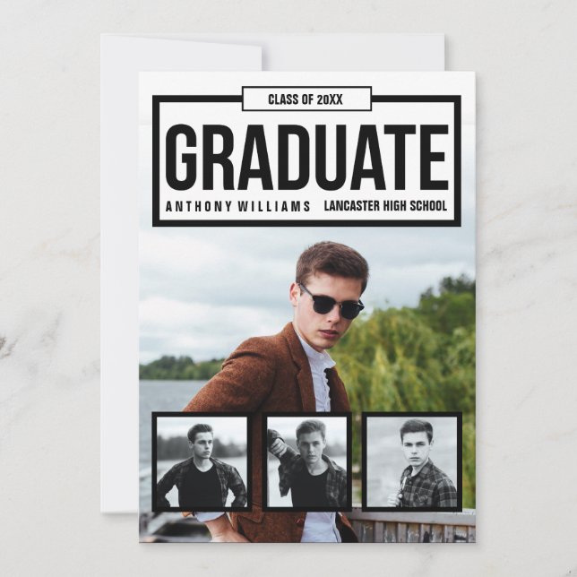 Faire-part Annonces de Graduation Photo Moderne (Devant)