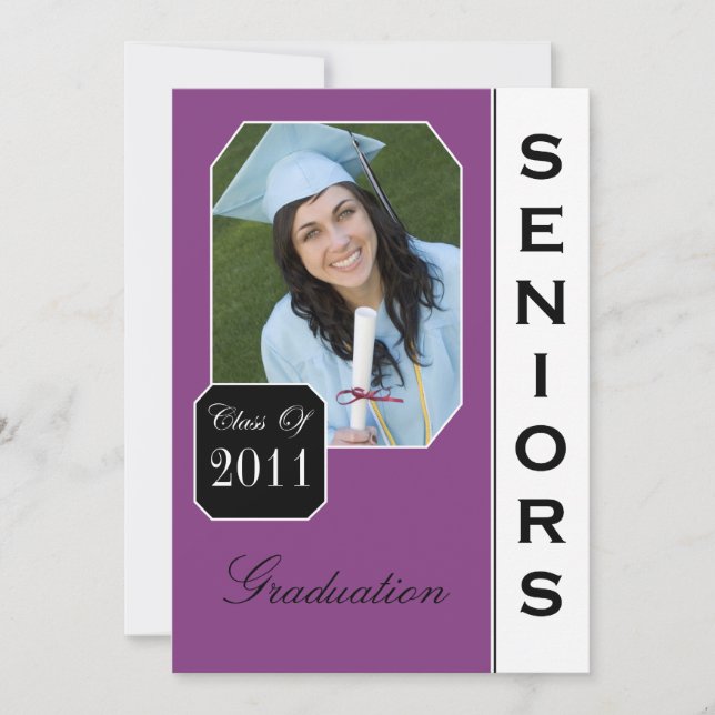Faire-part Annonces de graduation photo violet classique (Devant)