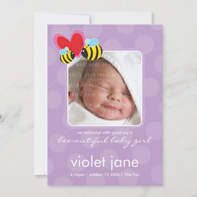 Faire-part ANNONCES DE NAISSANCE :: bee autiful 5P (Devant)