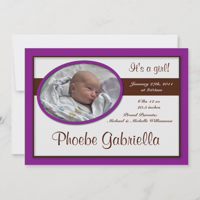 Faire-part Annonces de naissance Brown en brun pourpre foncé (Devant)
