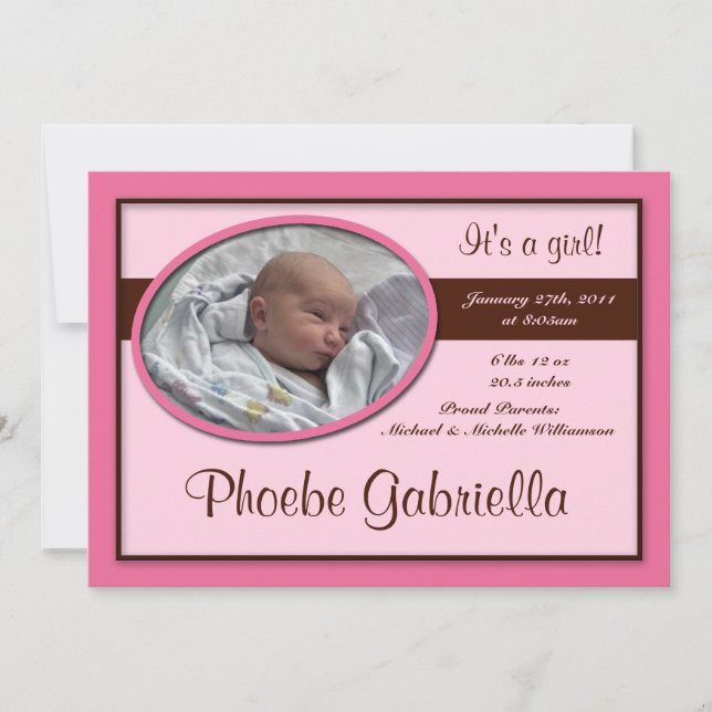 Faire-part Annonces de naissance Brown en rose (Devant)