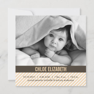 Faire-part Annonces de naissance de bébé à rayures orange mod