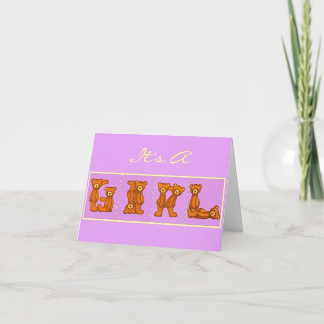 Faire-part Annonces de naissance de bébé~Alphabet de l'ours ~ (Devant)