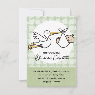 Faire-part Annonces de naissance de bébé cigogne