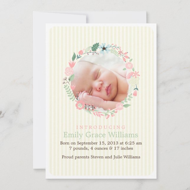 Faire-part Annonces de naissance de fleurs délicates (Devant)