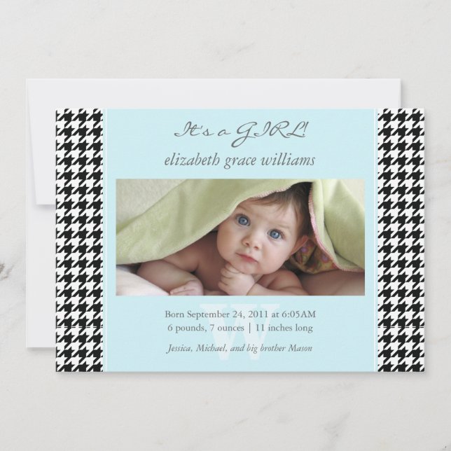 Faire-part Annonces de naissance de Houndstooth (Devant)