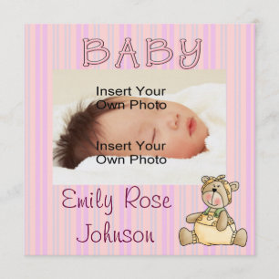 Faire-part Annonces de naissance de la petite fille Beary Pin