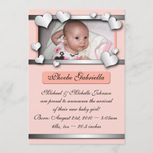 Faire-part Annonces de naissance de pêche de coeurs de côté