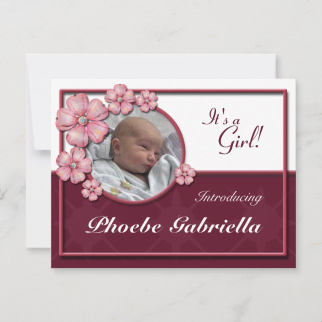 Faire-part Annonces de naissance Flower Gem Pink (Devant)